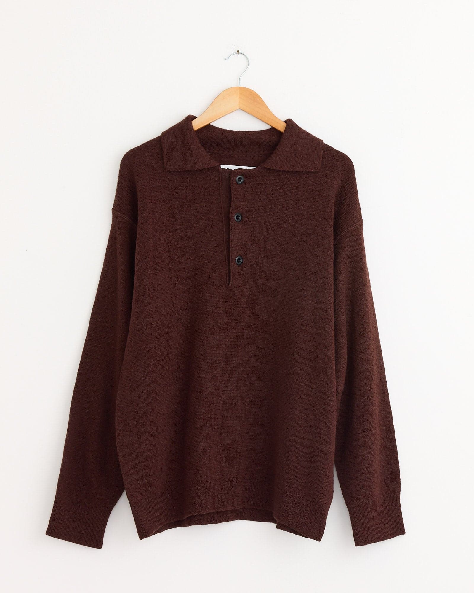Oversized Knitted Polo in Dark Brown