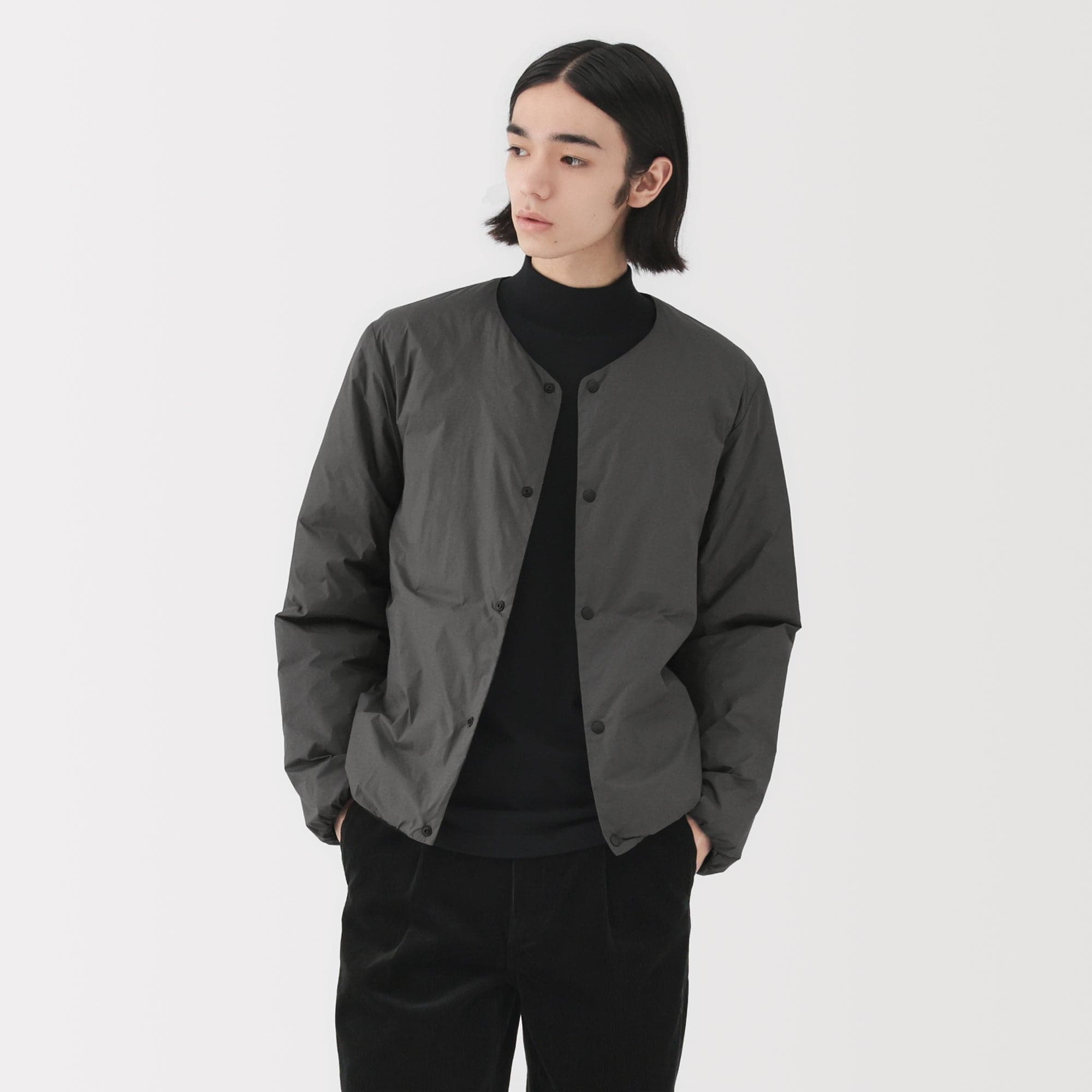 Lightweight Down Collarless Jacket